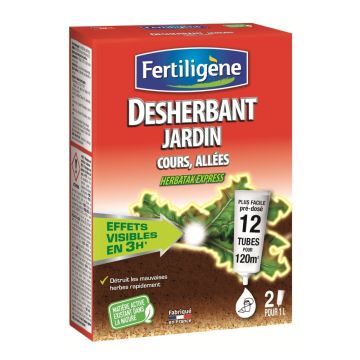 Désherbant jardin, cours, allées x12 tubes prédosés